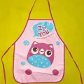 Pink waterproof children's apron with cartoon owl print and I Love You text - Owl Pattern (5627842359115) / Pink