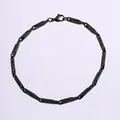 Bracelet à maillons minimaliste en acier inoxydable plaqué noir pour hommes et femmes - Chaîne à barres / Noir