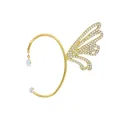 Gold butterfly wing ear cuff with sparkling zircon teardrop pendant - Wing with Teardrop (0605) / Gold