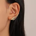 Elegant gold-plated leaf ear cuff with sparkling zircon accents for non-pierced ears - Leaf Style (M-336)