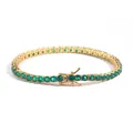 Hip-hop style 4mm green cubic zirconia tennis chain bracelet in elegant golden finish - 18cm / Gold
