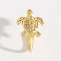 Golden turtle non-piercing nose cuff with zircon pavé setting, copper jewelry - Turtle Style (11619)