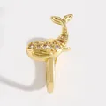 Creative whale-shaped gold nose clip jewelry with brilliant sparkling zircon stones - Whale Style (WG-0950)
