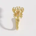 Exquisite creative lobster shaped gold nose clip with sparkling cubic zirconia stones - Lobster Style (4983)