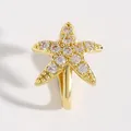Gold starfish nose cuff with clear cubic zirconia stones, non-piercing jewelry. - Starfish Style (M-020)