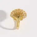 Gold fan-shaped nose clip with zircon inlay, non-piercing copper jewelry for women and men - Shell Style (8435)