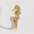 Golden copper seahorse shaped non-pierced nose clip inlaid with sparkling cubic zirconia - Seahorse Style (S144)