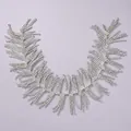 Sparkling silver bridal crystal headband with cascading rhinestone fringe for hair - Photography Shoot Hair Accessory HS-J7348S