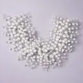 Elegant handmade silver bridal hair vine with shimmering white pearls for wedding hairstyles - Versatile Daily Hair Accessory HS-J7333S