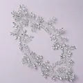 Elegant silver bridal hair vine with marquise crystals on a lavender background - Photography Photo-Ready Headband HS-J6702S