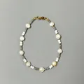 Bracelet fait main en perles d'eau douce naturelles et perles grises avec fermoir doré - Perle de rocaille grise et perle d'eau douce (Bracelet Aa) / 17+3cm
