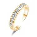 Elegante anillo de dedo del pie abierto chapado en oro con brillantes circonitas - Estilo Pavé de Strass / Dorado