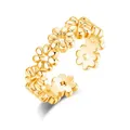 Eleganter goldener Zehenring mit Blumenmuster und offener Form für Damen in Hochglanzoptik - Gänseblümchen Blumenstil / Gold