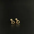 Minimalist gold-colored stainless steel hollow heart stud earrings with ball backs - Hollow Heart / 1 Piece / Gold