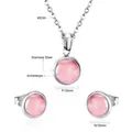 Vue détaillée de l'ensemble de bijoux en œil de chat rose avec tailles en acier - SE229703S (Œil de chat rose)