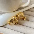 Luxury 18K gold plated stud earrings with an intricate woven rope ball design - Woven Ball Style (A0105A) / L / Gold