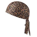 Close-up of leopard print pirate hat showing fabric texture and adjustable ties - Adult / Dark Leopard
