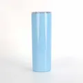 20oz skinny light blue stainless steel tumbler with lid for sublimation DIY projects - 20oz / Light Blue Glossy