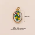 Handmade oval lemon enamel charm pendant in stainless steel, 15x20mm jewelry accessory - Pendant Only (Without Chain) - Orange Oval