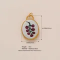 Ovaler Edelstahl-Anhänger mit roter Beeren-Emaille-Malerei und Maßen - Kirsch Anhänger