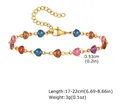Pulsera de acero inoxidable dorada con colgantes de corazón de esmalte de colores - Estilo Corazón con Purpurina Centelleante (2187G)