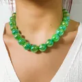 Vibrant green acrylic beaded necklace with dopamine candy colors for fashion jewelry - Magic Green(32990-Necklace)