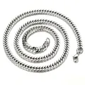 Macro view showing the heavy silver stainless steel Cuban link chain texture on white. - 12mm / Lobster Clasp Charm / 21cm / Silver