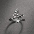 Vintage butterfly adjustable ring in gunmetal finish with micro-paved cubic zirconia - Gun Black Butterfly Teardrop Zirconia Style (WG-0362)