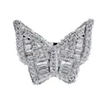 Silver butterfly ring fully iced out with clear cubic zirconia stones in hip hop style - Size 5 / Full Zirconia Butterfly Style (Style 7) / Silver