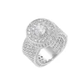 Bling iced out silver plated hip hop ring with brilliant round cubic zirconia stones - Size 7 / Round Main Stone Style (Style 3) / Silver