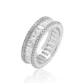 Luxurious silver-tone hip hop eternity ring with clear baguette-cut cubic zirconia - Size 7 / Style 6 / Silver