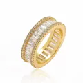 Hip hop style gold eternity ring with clear baguette and round zircons - Size 7 / Style 6 / Gold