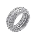 Full eternity ring featuring multiple rows of sparkling clear cubic zirconia stones - Size 7 / Multi-row Pave Wide Band (Style 9) / Silver