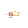 Close-up of elegant gold open ring with a pink zircon stone showing 8mm and 10mm - Rectangular Pink Stone Style (G126394)