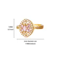 Elegant pink cubic zirconia flower open ring crafted from gold plated stainless steel - Oval Flower Cluster Pink Zircon Style (G128345)