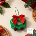 Süßer grüner Plüsch-Weihnachtskranz Schlüsselanhänger mit roter Schleife - Weihnachtskranz