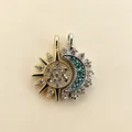 Anelli a incastro sole e luna con placcatura in oro e argento e strass brillanti - Set di collane sole e luna (accessori)