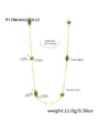 Elegante lange goldene Edelstahlkette mit grünen tschechischen Glassteinen für Damen - P1786 Stil / Grün (Goldkette, 89+5cm)