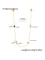Lange Halskette mit bunten tschechischen Glassteinen und robuster Edelstahlkette - P1786 Stil / Mehrfarbig (Goldkette, 89+5cm)