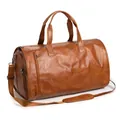 Grand sac de voyage convertible en cuir marron pour homme avec une bandoulière réglable - Cuir PU Marron