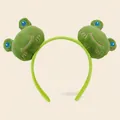 Serre-tête mignon en peluche grenouille verte avec yeux de dessin animé pour enfants et adultes - Grenouille
