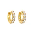 Elegant gold-plated hoop earrings with sparkling clear cubic zirconia stones for women - Clear