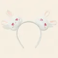 Serre-tête mignon en peluche lapin blanc avec yeux en cœur pour déguisement - Lapin
