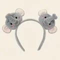 Cute gray plush elephant headband with pink ear details for parties and dress-up - Elephant
