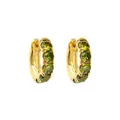 Elegant vintage gold-plated hoop earrings featuring vibrant emerald green gemstones - Malt Green