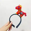 Cute plush red horse headband for creative costume and photography accessories - "Wealth Horse" Black Band
