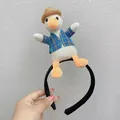 Cute plush animal duck headband with tiny straw hat and blue shirt for performance - Duck with Hat