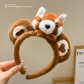Cute cartoon red panda plush headband with soft bear ears for performance and daily wear - Raccoon with Bowtie