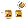 Vista detallada de dimensiones de pendientes cuadrados de acero inoxidable dorado de 22 mm - Estilo Cuadrado Martillado Irregular (G126271)