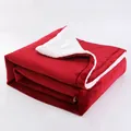 Rote waschbare elektrische Heizdecke mit weichem weißem Sherpa-Fleece-Futter für Einzelbetten - 150x180cm / US Stecker / Burgunderrot